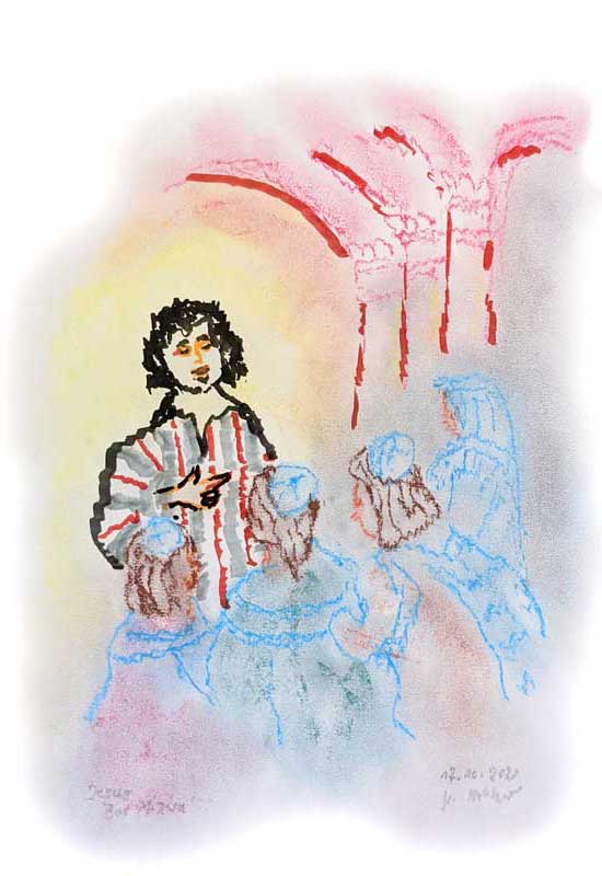 Jesus predigt im Tempel